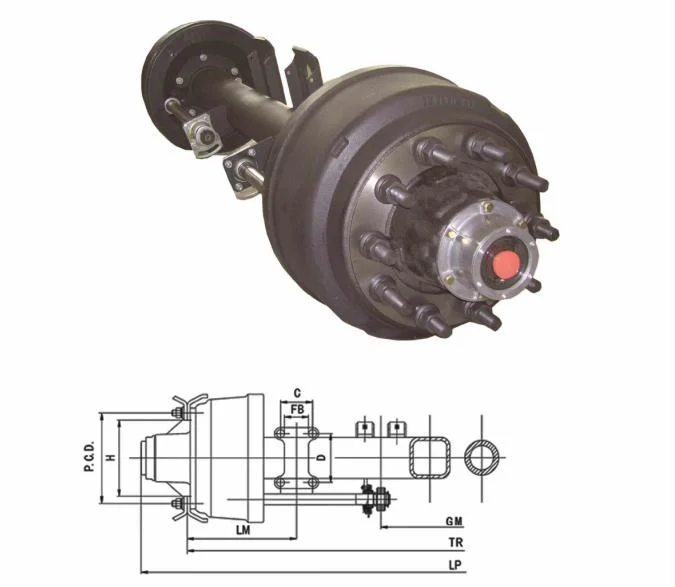 High Quality Germany Type Semi Trailer Parts 12t Axles