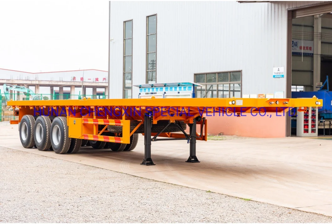 3 Axle China Manufacture Truck Heavy Duty Transportation Flatbed Cargo Container Carrier Semi Trailer