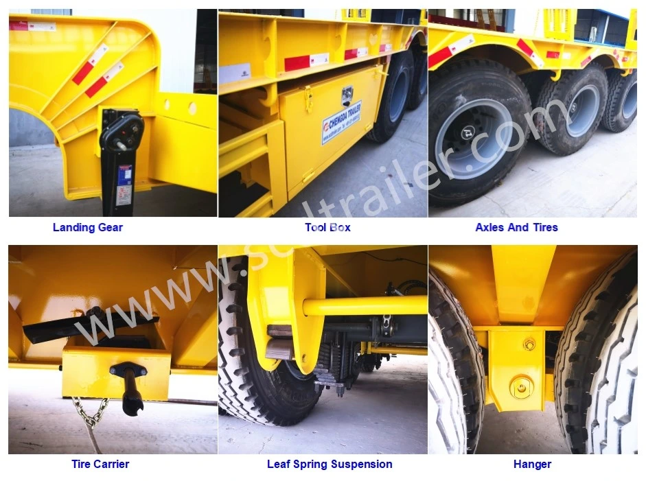 Heavy Duty 3axles Excavator Transport Gooseneck Lowboy Low Loader Bed Lowbed Semi Truck Trailer