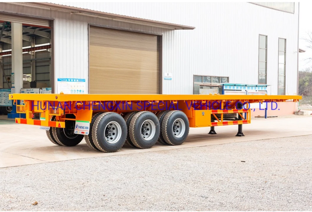 3 Axle China Manufacture Truck Heavy Duty Transportation Flatbed Cargo Container Carrier Semi Trailer