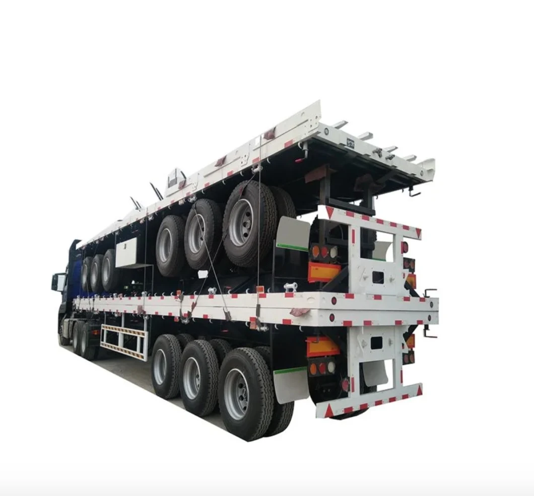 Flatbed Skeleton Low Bed Stake Container Transport Semi Truck Trailer 3 Axle Flatbed Semi Trailers for Sale