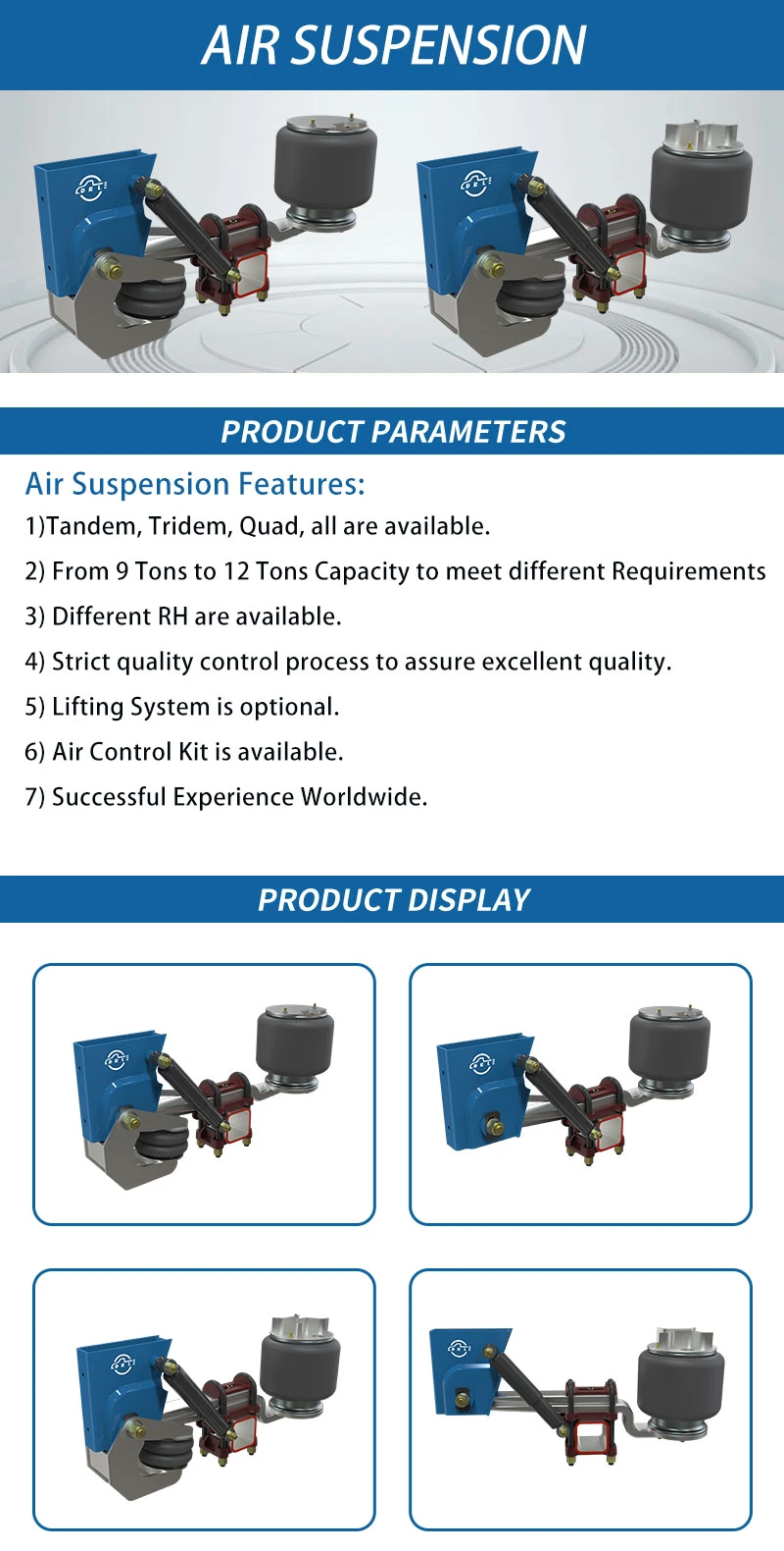 Air Suspension for Trailer and Semi-Trailer with Lift Kit 9 Tons