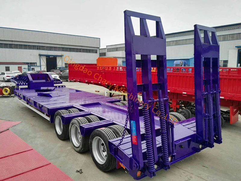 80 Tons Payload 4 Axles Lowbed Trailer Truck /Low Bed Trailer/Semi Trailer