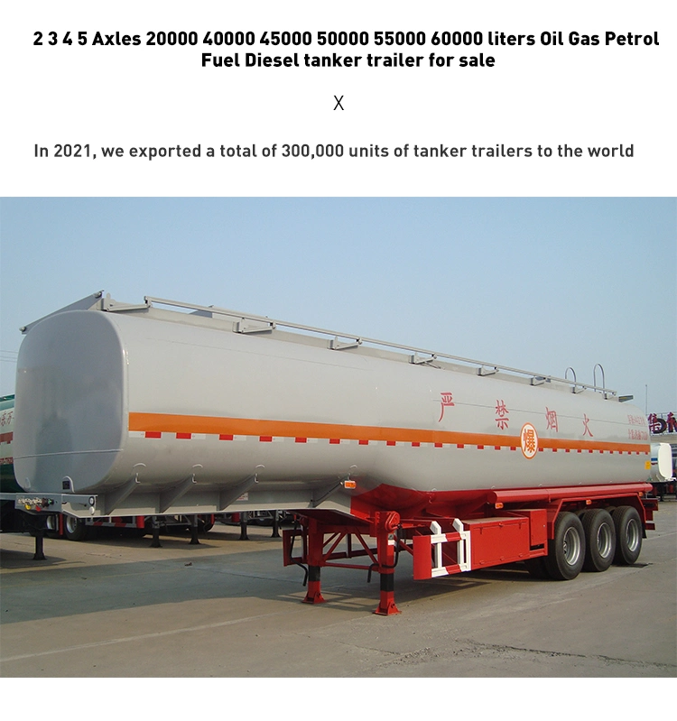 3 Axle 30-55cbm Gasoline Oil LPG Gas Transport Tank Trailer Diesel Fuel Trailer Water Tanker Semi Truck Trailer